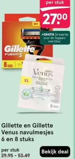 Etos Gillette en Gillette Venus navulmesjes 6 en 8 stuks aanbieding
