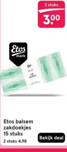 Etos Etos balsem zakdoekjes aanbieding