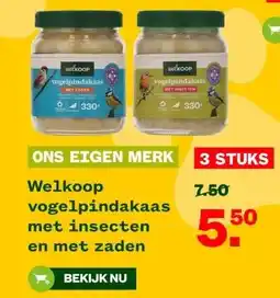 Welkoop Welkoop vogelpindakaas met insecten en met zaden aanbieding