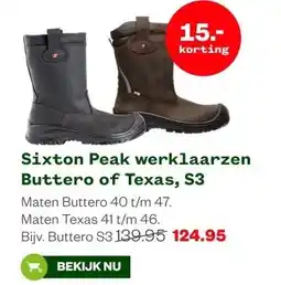 Welkoop Sixton Peak werklaarzen Buttero of Texas, S3 aanbieding