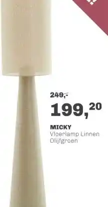 Trendhopper Vloerlamp Micky Linnen Olijfgroen aanbieding