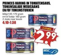 MCD Supermarkt PRINCES HARING IN TOMATENSAUS, TONIJNSALADE MEXICAANS EN/OF TONIJNSTUKKEN aanbieding