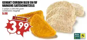 MCD Supermarkt GEHAKT CORDON BLEU EN/OF VARKENS SATÉSCHNITZELS aanbieding