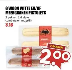 MCD Supermarkt G'WOON WITTE EN/OF MEERGRANEN PISTOLETS aanbieding