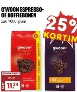 MCD Supermarkt G'WOON ESPRESSO- OF KOFFIEBONEN aanbieding