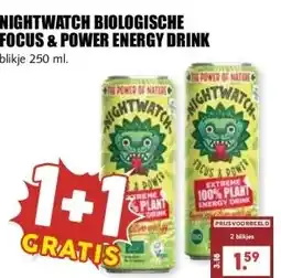 MCD Supermarkt NIGHTWATCH BIOLOGISCHE FOCUS & POWER ENERGY DRINK aanbieding