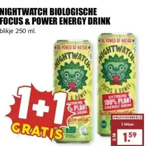MCD Supermarkt NIGHTWATCH BIOLOGISCHE FOCUS & POWER ENERGY DRINK aanbieding