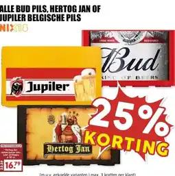MCD Supermarkt ALLE BUD PILS, HERTOG JAN OF JUPILER BELGISCHE PILS aanbieding