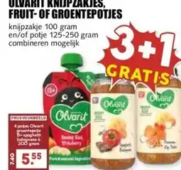 MCD Supermarkt OLVARIT KNIJPZAKJES, FRUIT-OF GROENTEPOTJES aanbieding