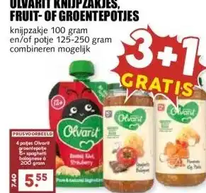 MCD Supermarkt OLVARIT KNIJPZAKJES, FRUIT-OF GROENTEPOTJES aanbieding