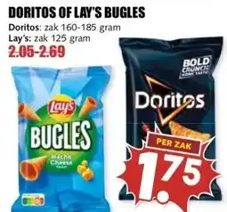 MCD Supermarkt DORITOS OF LAY'S BUGLES Doritos: zak 160-185 gram Lay's: aanbieding