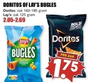 MCD Supermarkt DORITOS OF LAY'S BUGLES Doritos: zak 160-185 gram Lay's: aanbieding