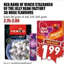 MCD Supermarkt RED BAND OF VENCO STAZAKKEN OF THE JELLY BEAN FACTORY 36 HUGE FLAVOURS aanbieding