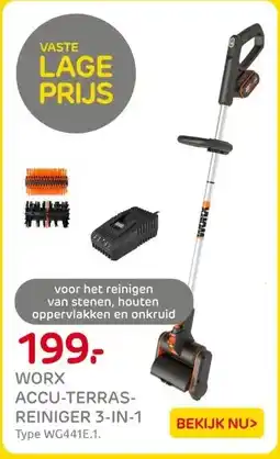 Praxis WORX ACCU-TERRAS- REINIGER 3-IN-1 aanbieding