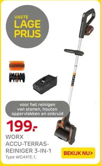 Praxis WORX ACCU-TERRAS- REINIGER 3-IN-1 aanbieding