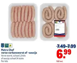 Makro Metro Chef verse varkensworst of -saucijs aanbieding