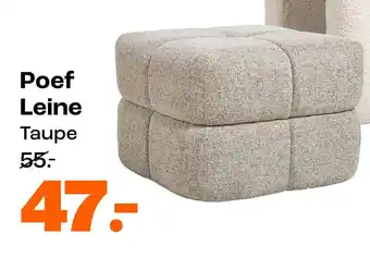 Kwantum Poef Leine Taupe aanbieding