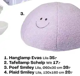 Kwantum 3. Poef Smiley Lila aanbieding