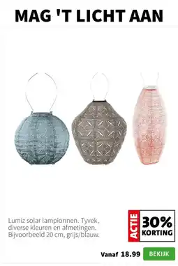 Intratuin Lumiz solar lampionnen. Tyvek, diverse kleuren en afmetingen. aanbieding