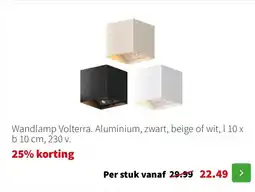 Intratuin Wandlamp Volterra. Aluminium, zwart, beige of wit aanbieding