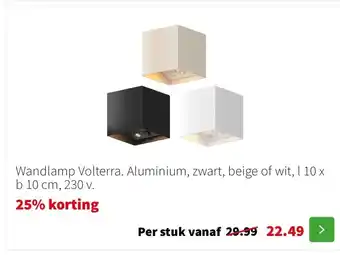 Intratuin Wandlamp Volterra. Aluminium, zwart, beige of wit aanbieding