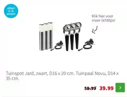 Intratuin Tuinspot Jard, zwart, D16 x 20 cm. Tuinpaal Novu, D14 x 35 cm. aanbieding