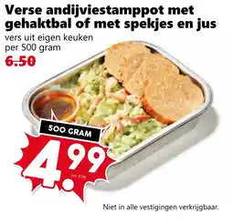 Coop Verse andijviestamppot met gehaktbal of met spekjes en jus aanbieding