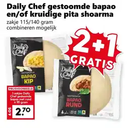 Coop Daily Chef gestoomde bapao en/of kruidige pita shoarma aanbieding