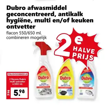 Coop Dubro afwasmiddel geconcentreerd, antikalk hygiëne, multi en/of keuken ontvetter aanbieding