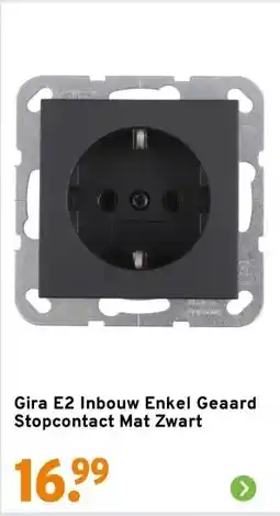 GAMMA Gira E2 Inbouw Enkel Geaard Stopcontact Mat Zwart aanbieding