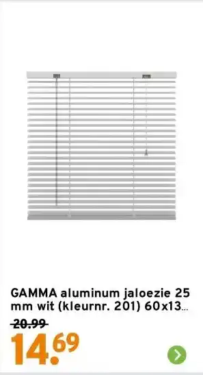 GAMMA GAMMA aluminum jaloezie 25 mm wit (kleurnr. 201) 60x130 cm (bxh) aanbieding