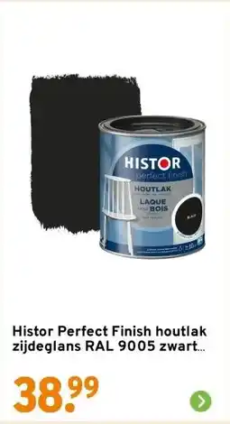 GAMMA Histor Perfect Finish houtlak zijdeglans RAL 9005 zwart 750 ml aanbieding
