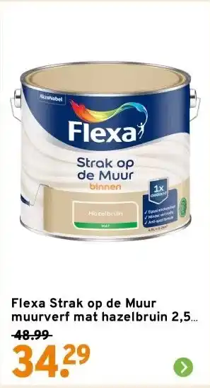 GAMMA Flexa Strak op de Muur muurverf mat hazelbruin 2,5 liter aanbieding