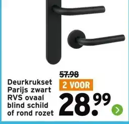 GAMMA Deurkrukset Parijs zwart RVS ovaal blind schild of rond rozet aanbieding