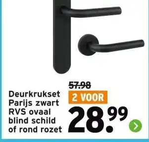 GAMMA Deurkrukset Parijs zwart RVS ovaal blind schild of rond rozet aanbieding