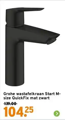 GAMMA Grohe wastafelkraan Start M-size QuickFix mat zwart aanbieding