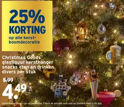 GAMMA Christmas Goods glasfiguur kersthanger snacks eten en drinken divers aanbieding