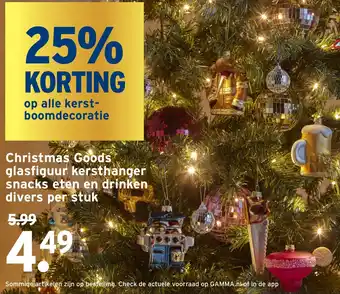GAMMA Christmas Goods glasfiguur kersthanger snacks eten en drinken divers aanbieding