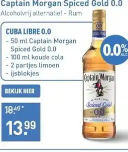 Gall & Gall Captain Morgan Spiced Gold 0.0 70CL aanbieding