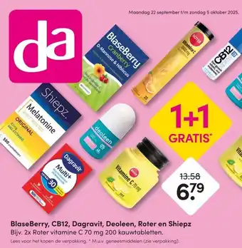 DA BlaseBerry, CB12, Dagravit, Deoleen, Roter en Shiepz aanbieding