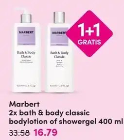 DA Marbert 2x bath & body classic bodylotion of showergel 400 ml aanbieding