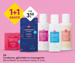 DA DA Condooms, glijmiddel en massageolie aanbieding