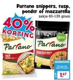 Boon`s Markt Parrano snippers, rasp. poeder of mozzarella aanbieding