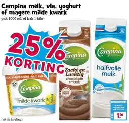 Boon`s Markt Campina melk, vla, yoghurt of magere milde kwark aanbieding