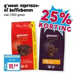 Boon`s Markt gwoon espresso- of koffiebonen aanbieding