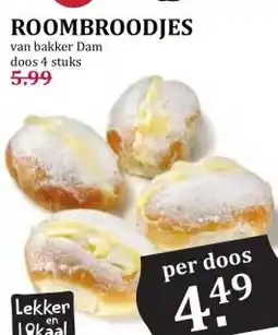 Boon`s Markt ROOMBROODJES van bakker Dam doos aanbieding