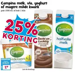 Boon`s Markt Campina melk, vla, yoghurt of magere milde kwark aanbieding