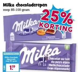 Boon`s Markt Milka chocoladerepen reep aanbieding
