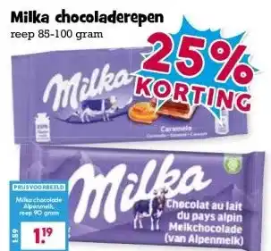 Boon`s Markt Milka chocoladerepen reep aanbieding