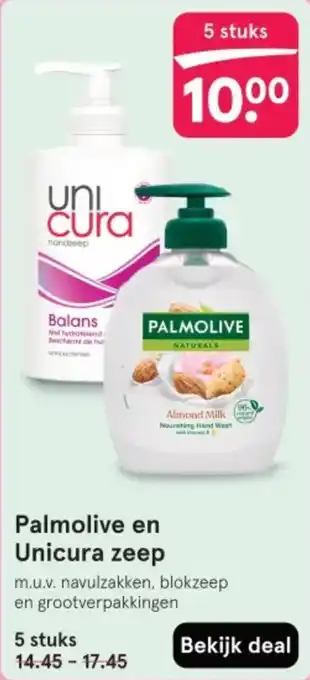 Etos Palmolive en Unicura zeep aanbieding
